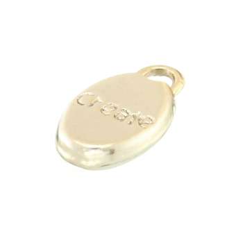 Anhänger, 15X8mm, "Create", hellgoldfarben goldfarben