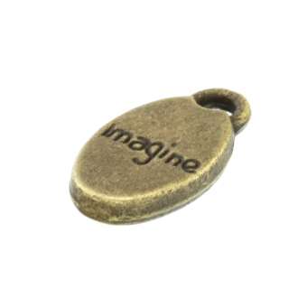 Anhänger, 15X8mm, "Imagine", bronzefarben bronzefarben