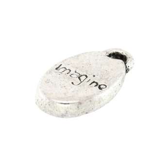 Anhänger, 15X8mm, "Imagine", silberfarben silberfarben