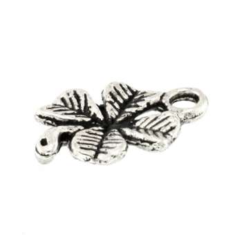 Anhänger, 14X10mm, Kleeblatt, silberfarben silberfarben