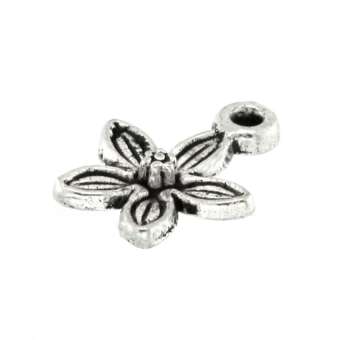 Anhänger, 12X10mm, Blume, silberfarben silberfarben