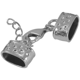 Verschluss mit Kette, 35X14 mm, Loch-Ø 12X7 mm, silberfarben 