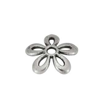 Perlenkappe, Metall, 12X12mm, Metall, silberfarben 