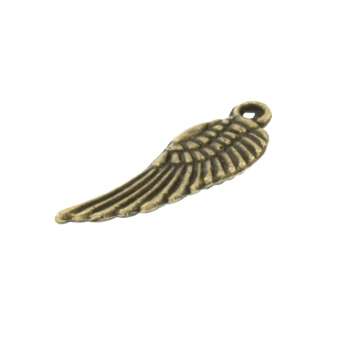 Anhänger, 16X5mm, Flügel, bronzefarben bronzefarben