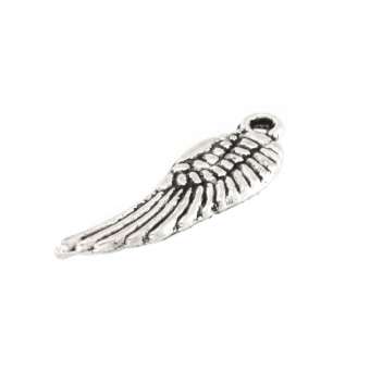 Anhänger, 16X5mm, Flügel, silberfarben silberfarben