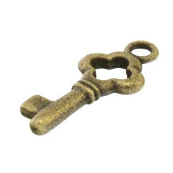 Anhänger, 22X8mm, Schlüssel, bronzefarben bronzefarben