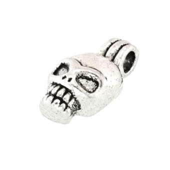 Anhänger, 15X8mm, Totenkopf, silberfarben silberfarben