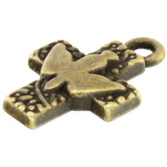 Anhänger, 25X15mm, Kreuz, bronzefarben bronzefarben