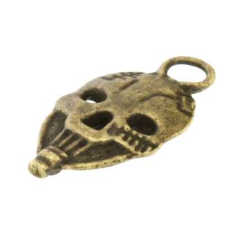 Anhänger, 24X10mm, Totenkopf, bronzefarben bronzefarben