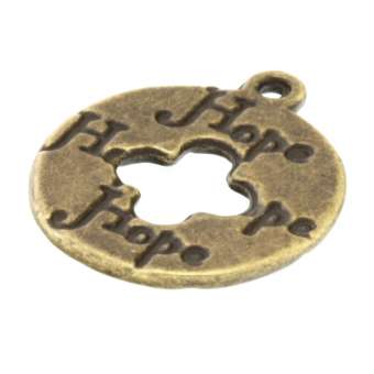 Anhänger, 18X15mm, "Hope", bronzefarben bronzefarben