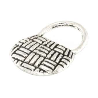 Anhänger, 16X10mm, Handtasche, silberfarben silberfarben