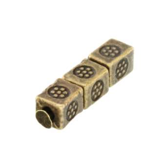 Metallperle mit Ornament, 5X3mm, rechteckig, bronzefarben bronzefarben
