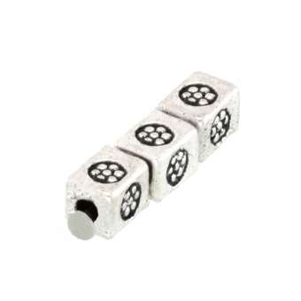 Metallperle mit Ornament, 5X3mm, rechteckig, silberfarben silberfarben