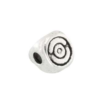 Metallperle mit Ornament, 6X6mm, dreieckig, silberfarben silberfarben