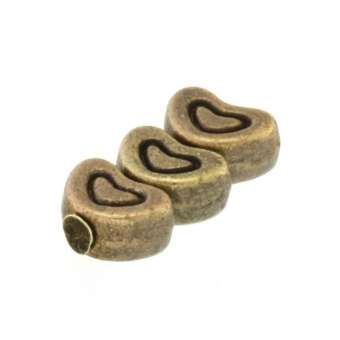 Metallperle, 6X4mm, Herz, bronzefarben bronzefarben
