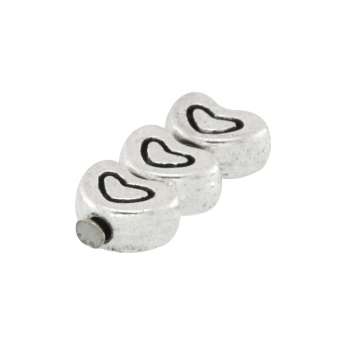 Metallperle, 6X4mm, Herz, silberfarben silberfarben