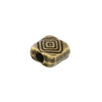 Metallperle mit Ornament, 5X5mm, rechteckig, bronzefarben bronzefarben