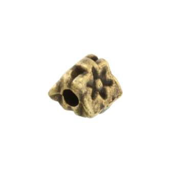 Metallperle mit Ornament, 5X5mm, dreieckig, bronzefarben bronzefarben