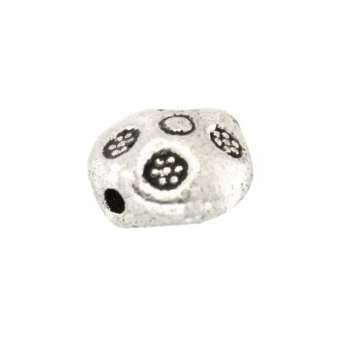 Metallperle mit Ornament, 8X5mm, oval, silberfarben silberfarben