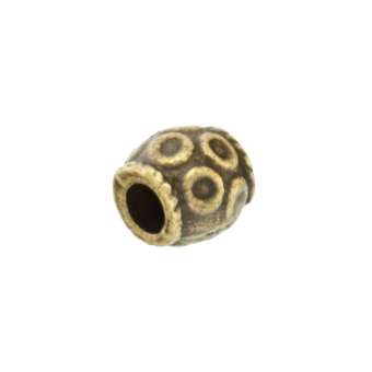 Metallperle mit Ornament, 5X5mm, oval, bronzefarben bronzefarben