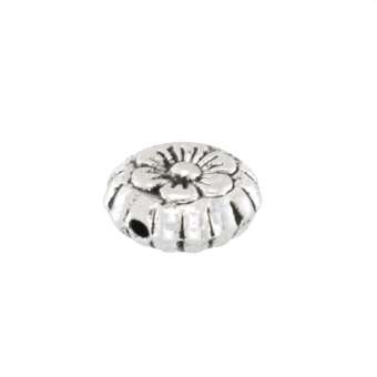 Metallperle, 7mm, Blume, silberfarben silberfarben