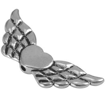 Große Flügelperle, Metall, 42 mm, silberfarben 
