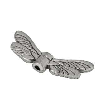 Flügelperle, Metall, 20X6mm, silberfarben 