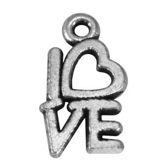 Metallanhänger "Love", 15X8mm, silberfarben 