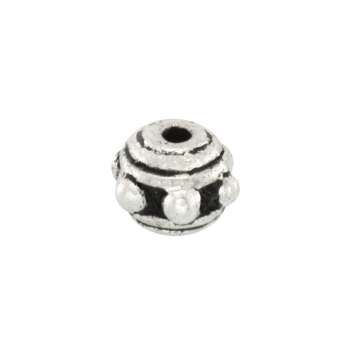 Metallperle mit Ornament, 5X6mm, rund, silberfarben silberfarben