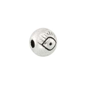 Metallperle mit Ornament, 5mm, rund "sehendes Auge", silberfarben silberfarben
