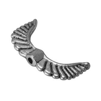 Flügelperle, Metall, 19 mm, silberfarben 