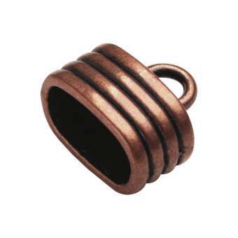 Ovale Endkappe mit Ornament, 10 X 15 mm, Loch-Ø 7X12 mm, kupferfarben 