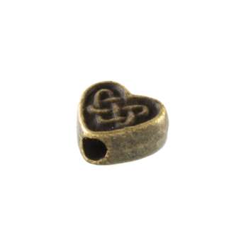 Metallperle mit Ornament, 5X5mm, Herz, bronzefarben bronzefarben