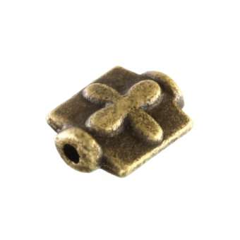 Metallperle mit Ornament, 10X6mm, rechteckig, bronzefarben bronzefarben