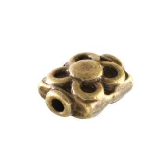 Metallperle mit Ornament, 8X6mm, rechteckig, bronzefarben bronzefarben