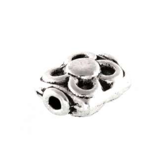 Metallperle mit Ornament, 8X6mm, rechteckig, silberfarben silberfarben