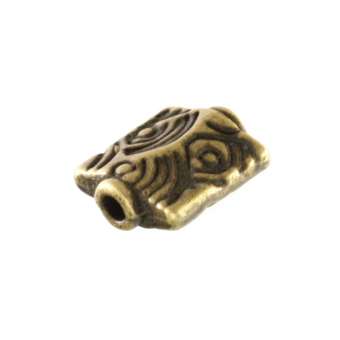 Metallperle mit Ornament, 8X6mm, rechteckig, bronzefarben bronzefarben