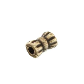Metallperle mit Ornament, 5X3mm, Zylinder, bronzefarben bronzefarben