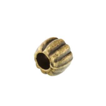 Metallperle mit Ornament, 4X5mm, rund, bronzefarben bronzefarben