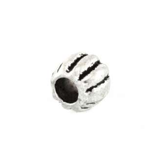 Metallperle mit Ornament, 4X5mm, rund, silberfarben silberfarben