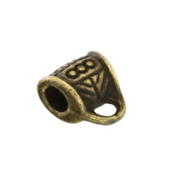 Perle mit Anhängerhalter, 6X5mm, Zylinder, bronzefarben bronzefarben