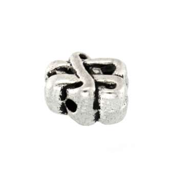 Metallperle, 8X8mm, Schleife, silberfarben silberfarben