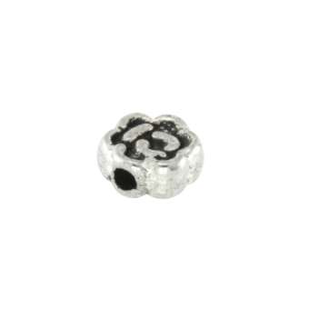 Metallperle, 7mm, Blume, silberfarben silberfarben