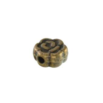 Metallperle, 7mm, Blume, bronzefarben bronzefarben