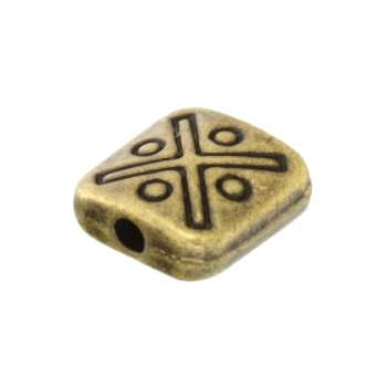 Metallperle mit Ornament, 8X8mm, rechteckig, bronzefarben bronzefarben