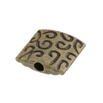 Metallperle mit Ornament, 10X10mm, rechteckig, bronzefarben bronzefarben