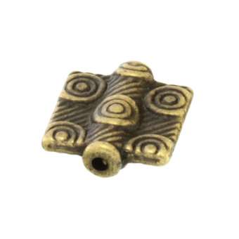 Metallperle mit Ornament, 11X10mm, rechteckig, bronzefarben bronzefarben