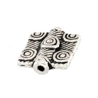 Metallperle mit Ornament, 11X10mm, rechteckig, silberfarben silberfarben