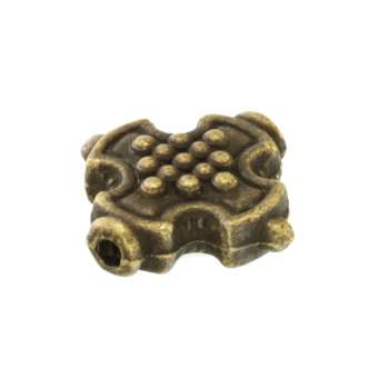 Metallperle mit Ornament, 12X12mm, Kreuz, bronzefarben bronzefarben