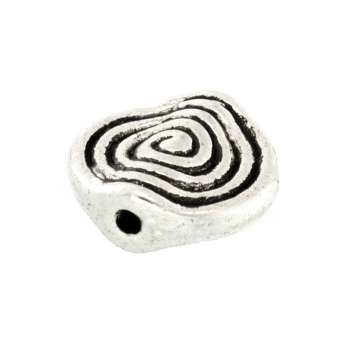 Metallperle mit Ornament, 11X10mm, rund, silberfarben silberfarben